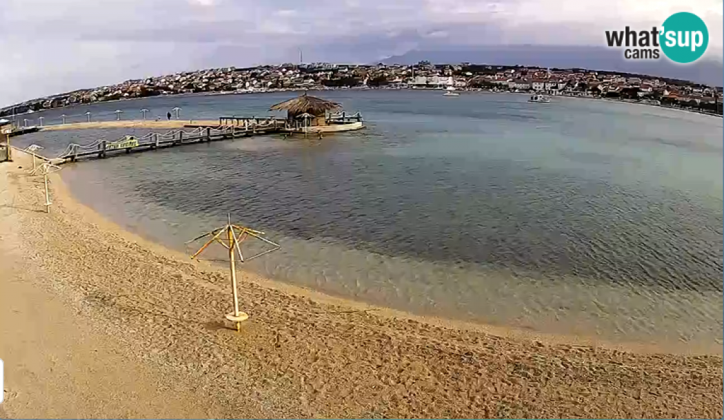 The city beach in Novalja with the webcam