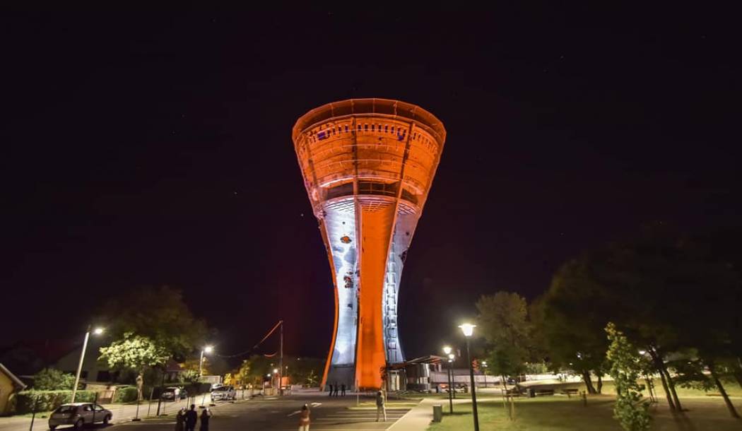 Vukovar water tower right next to the world's most famous towers