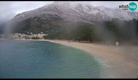 Baška Voda - orkanska bura i snijeg na Biokovu, Live Cam Croatia