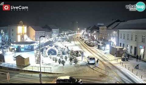 Bijeli Križevci u noći! Time-lapse snježne čarolije iz centra grada - Live Cam Croatia